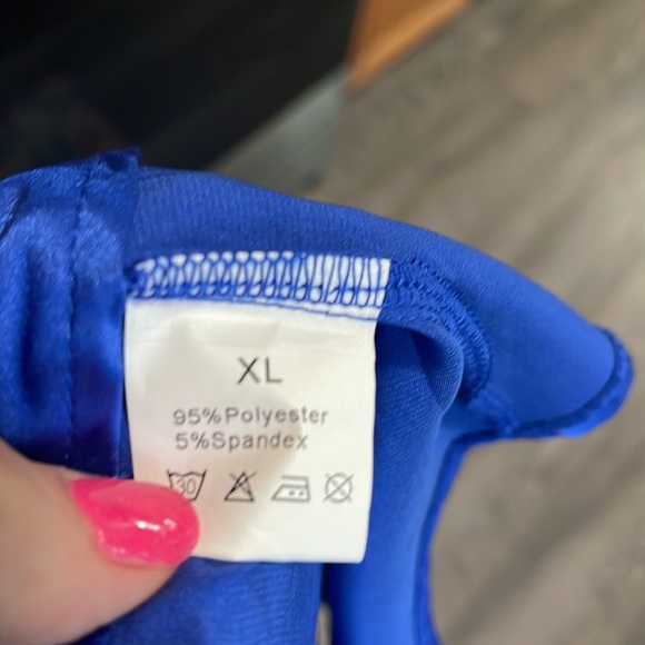 Royal blue faux wrap one shoulder midi dress size XL. NWOT - Picture 7 of 7